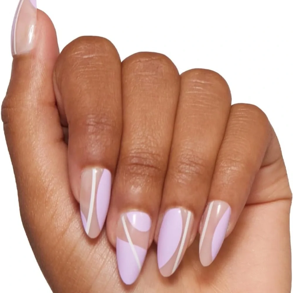 Glamnetic Press On Nails Purple Power Semi-Transparent Medium Almond Nails NEW - Picture 3 of 8